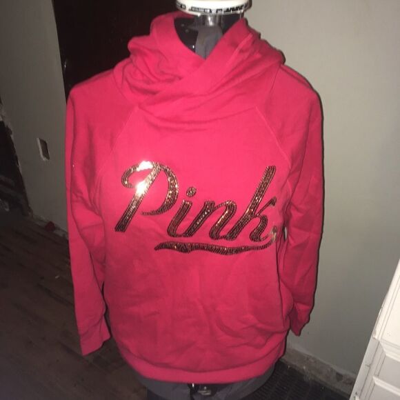 Victoria’s Secret gold sequin, red XS hooded sweatshirt - Picture 1 of 3